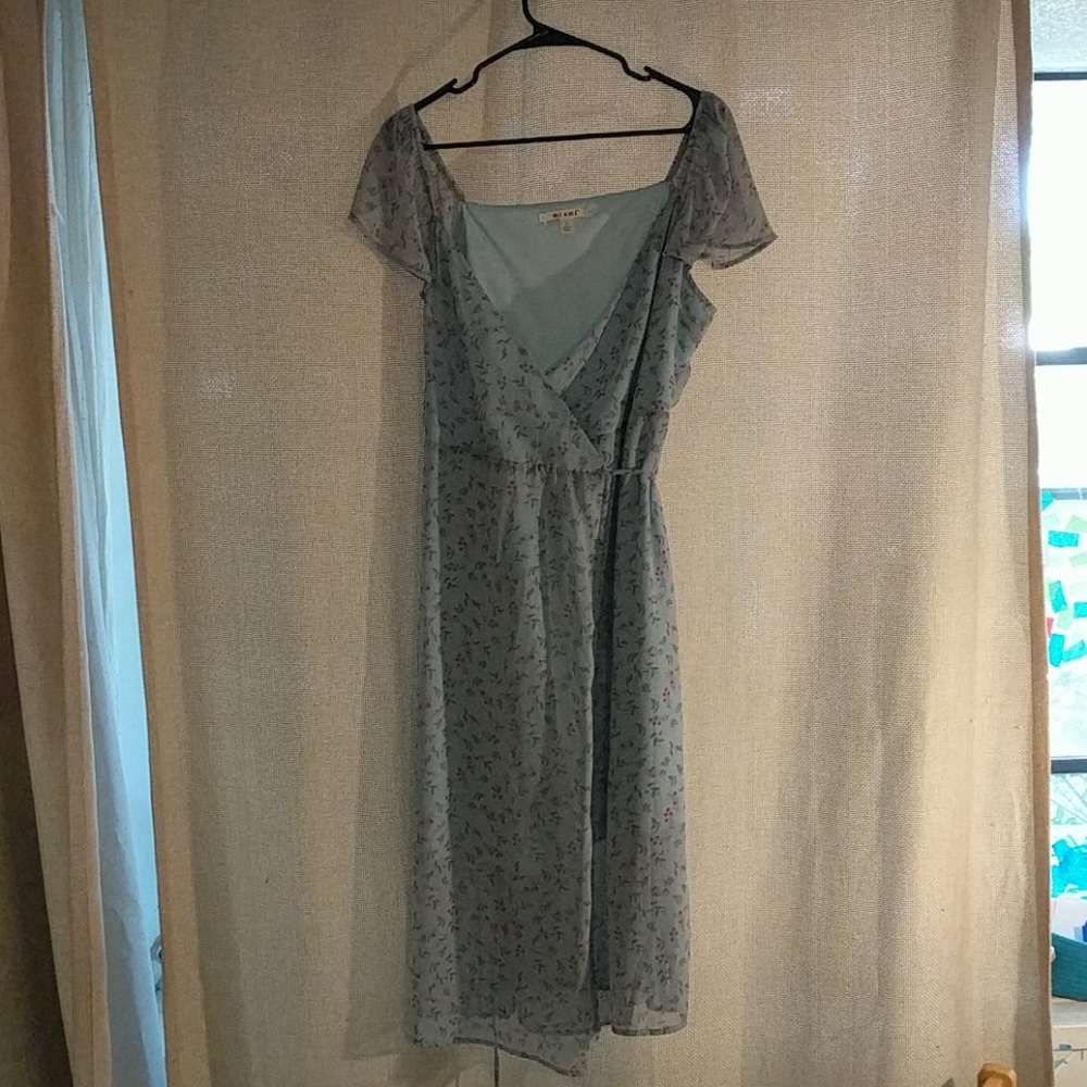 Blue floral wrap dress